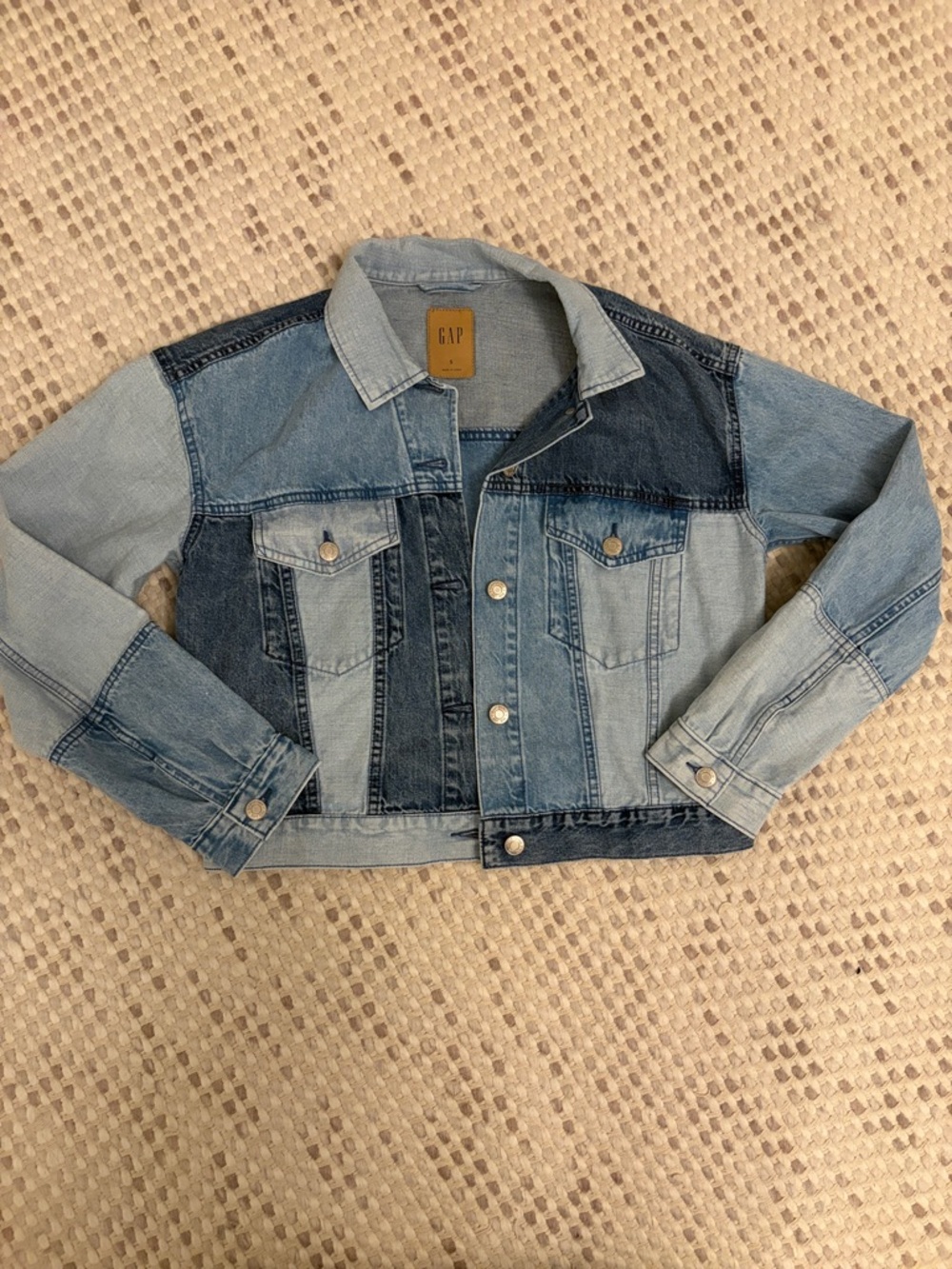 GAP Two-Tone Blue Patchwork Denim Jacket